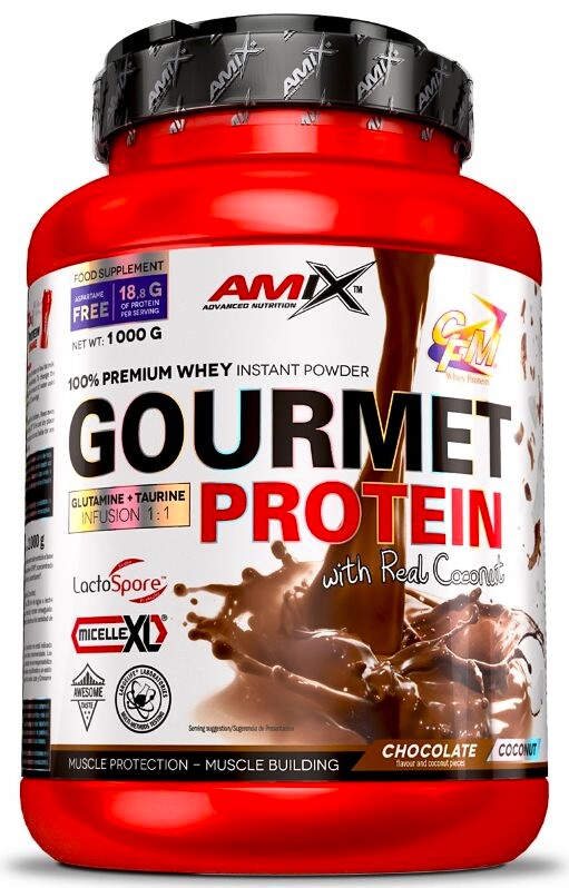 EXP Amix Gourmet Protein 1000 g bílá čokoláda - jahoda