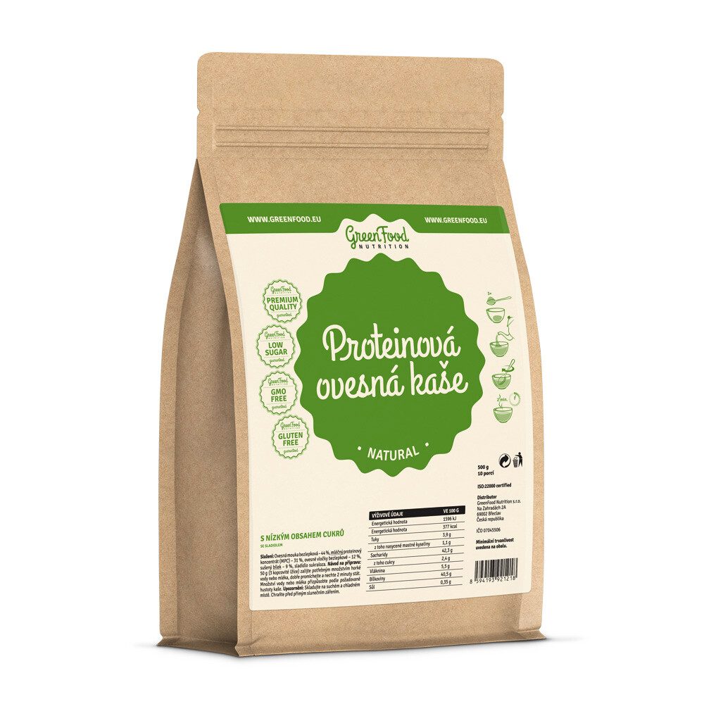 EXP GreenFood Proteinová ovesná kaše bezlepková 500 g kakao