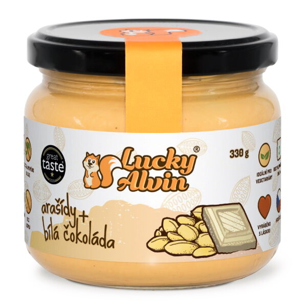 EXP Lucky Alvin Arašídové máslo ochucené 330 g hořká čokoláda