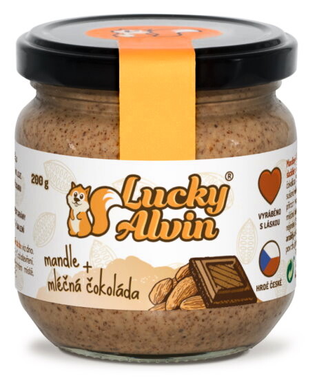 EXP Lucky Alvin Mandlové máslo ochucené 200 g mléčná čokoláda