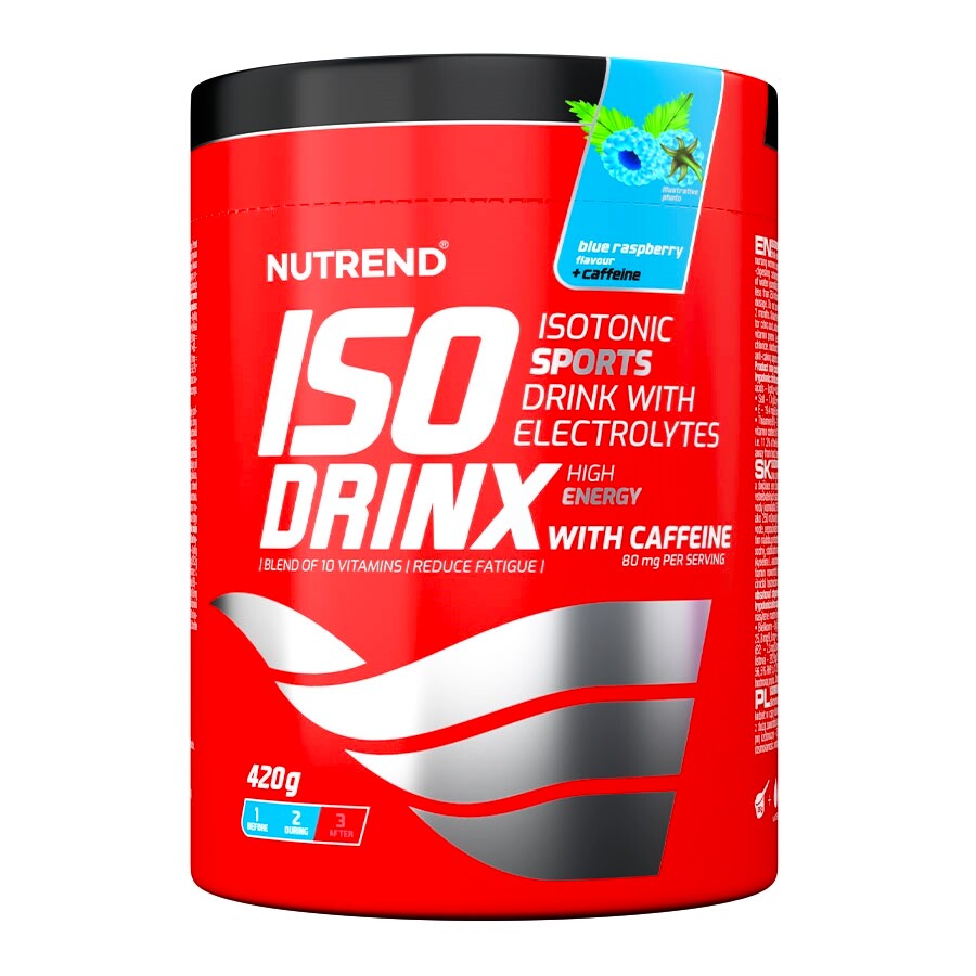 EXP Nutrend IsoDrinx s kofeinem 420 g modrá malina