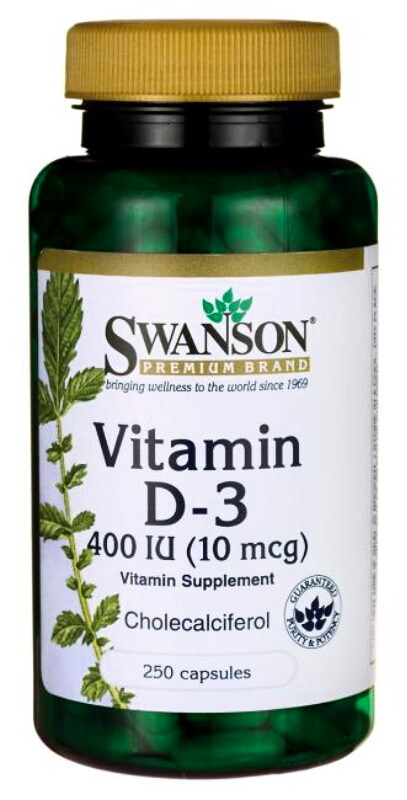 EXP Swanson Vitamín D3 400 IU 250 kapslí