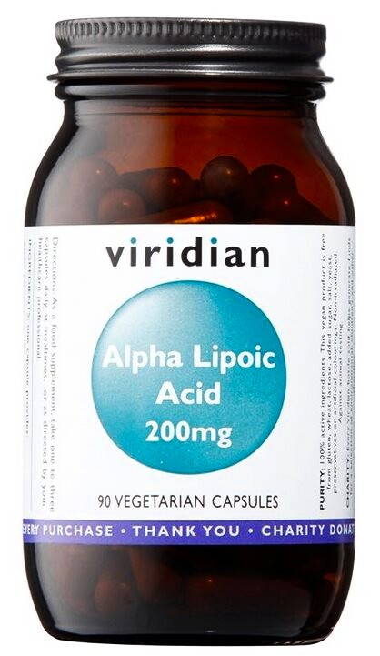 EXP Viridian Alpha Lipoic Acid 200 mg (Kyselina alfa lipoová - ALA) 90 kapslí