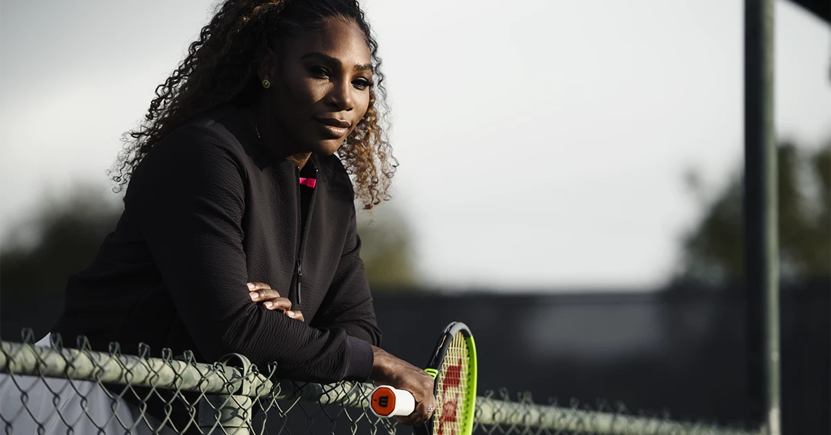 Serena Williams s tenisovými raketami Wilson Blade v7
